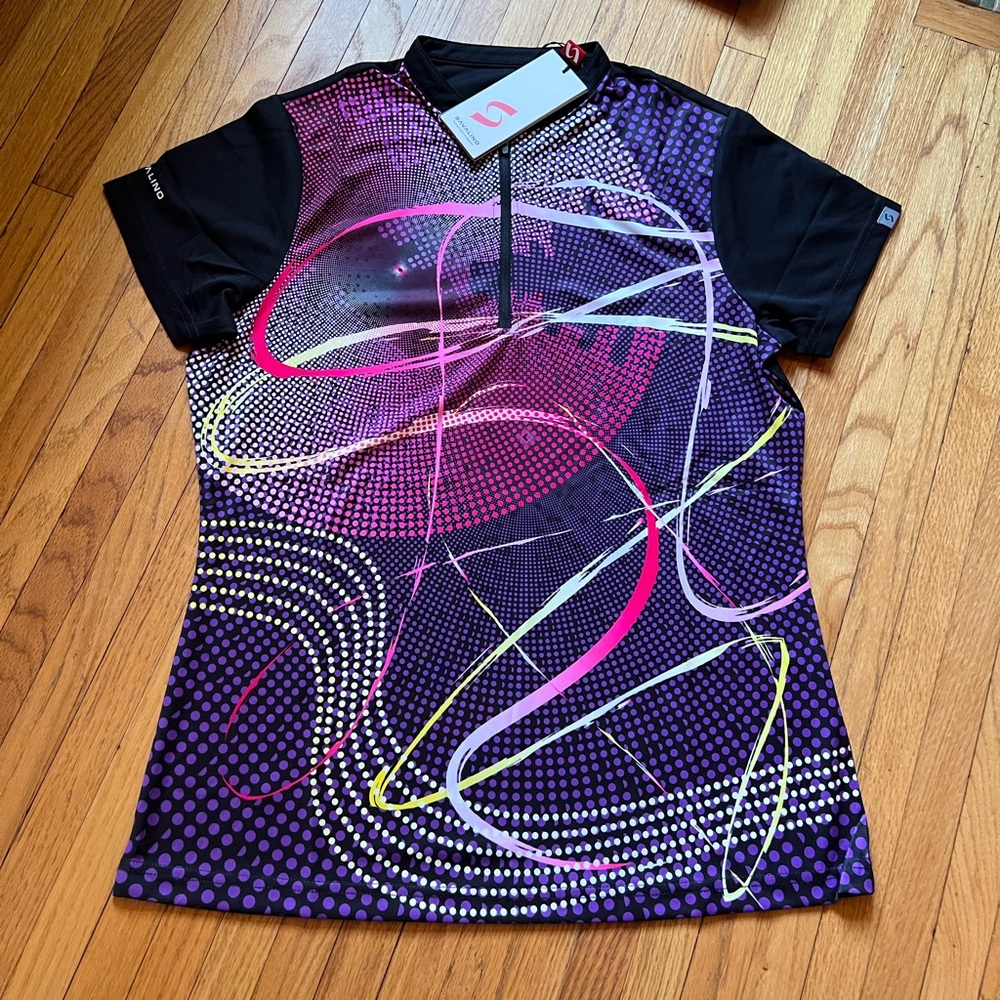 Savalino women’s dry fit shirt purple and black new with tags size XL